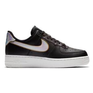 NIKE Air Force 1 Low 'Metallic Swoosh Black' Sneakers Size 9.5